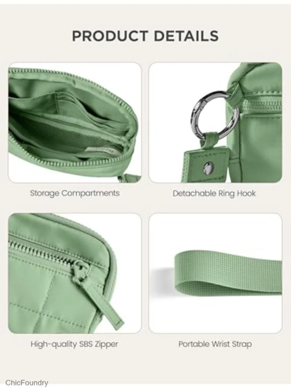 RFID Blocking Quilted Wristlet Wallet with Zipper, Card Holder for Travel &